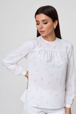 Блуза ANELLI 532/1 белый/фламинго