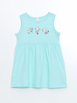 Bisiklet Yaka ?i?ekli K?z ?ocuk Elbise