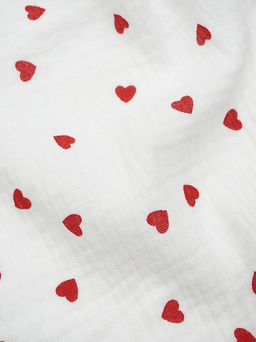 Муслин двухслойный с эф.жатости Сердечки красные - россыпь цв.белый, ш.1.4м, хл-100%, 120гр/м.кв - Купава фото 6