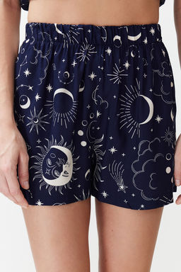 Trendyolmilla Lacivert Galaksi Desenli Viskon Sortlu Dokuma Pijama Tak?m? THMSS24PT00297  фото 5