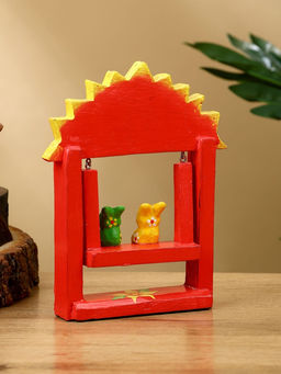 Сувенир Зайки на качелях, 10?3.5?15 см, дерево, красный