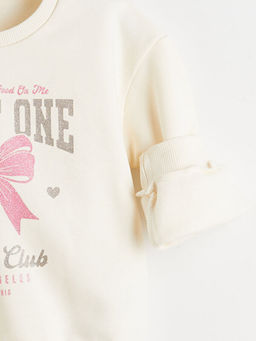 Bask?l? K?z ?ocuk Sweatshirt