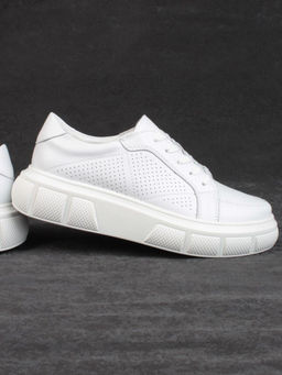 05-PDE35-1 WHITE Кроссовки женские (натуральная кожа)