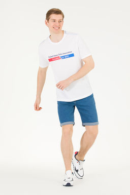 Мужская белая футболка с круглым вырезом - U.s. polo assn фото 3