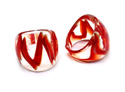 Стеклянное кольцо модель 6 цв.красный Радуга камня