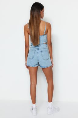 Ac?k Mavi Y?rtmacl? Denim Sort Etek TWOSS23SR00091