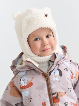 Шапка-ушанка меховая Молоко 0+ - Bungly фото 2