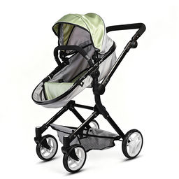 Коляская кукольная металлическая, прогулочная, с корзиной, серо-зеленая