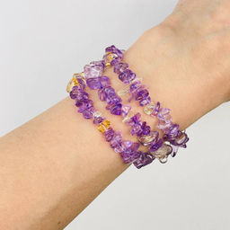 Бусины для украшений из Аметиста и Цитрина крошка 40 см