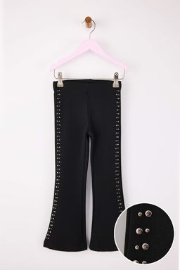 Siyah Tas Detayl? Flare Orme Y?lbas? K?z Cocuk Pantolon TKDAW26PL00004 - Trendyolmilla фото 2