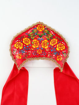 Кокошник «Красочная роспись», красный, р-р 54-58