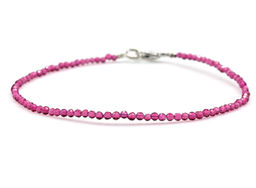 Браслет из граненых бусин мелких 2мм циркон цв.рубиновый, 17см
