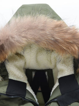 Парка зимняя подростковая для мальчика с капюшоном и мехом цвета хаки 9535Kh - Mtforce фото 11