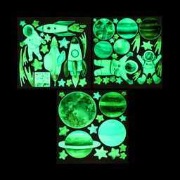 Интерьерная наклейка 3Д TAKE IT EASY «Космос», светящаяся в темноте, 90×30 см