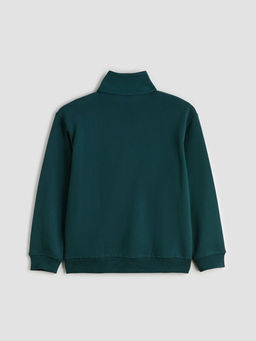 Fermuarl? Dik Yaka Erkek Kal?n Sweatshirt