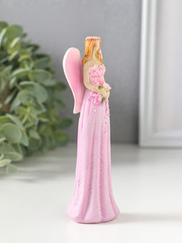 Фигурка полистоун «Девушка-ангел в розовом платье усыпанном цветами», 4×3.5×13 см
