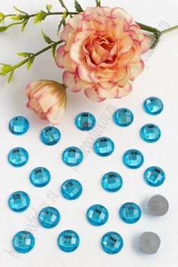 Стразы граненые 12 мм, круглые (100 шт) SF-398, голубой