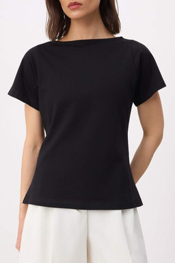 Vizon Fitted Kay?k Yaka K?sa Kollu %100 Pamuk Orme T-shirt TWOSS26TS00004 - Trendyolmilla фото 15