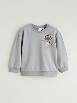 Bisiklet Yaka Batman Bask?l? Erkek ?ocuk Sweatshirt