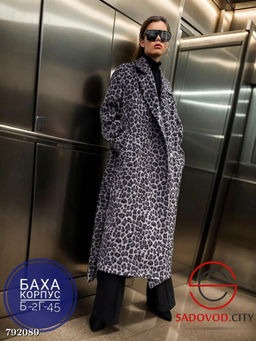 Длинное леопардовое пальто из шерсти - Bruno фото 5