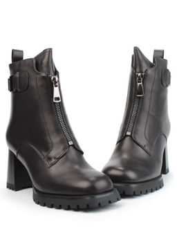 04-M3-L856 BLACK Ботильоны зимние женские (натуральная кожа, натуральный мех)
