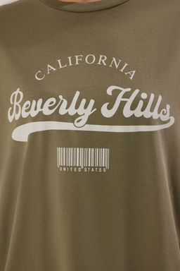 TRENDYOLMILLA Kahverengi Oversize/Genis Kal?p Bask?l? Orme T-Shirt TWOSS25TS00121  фото 10