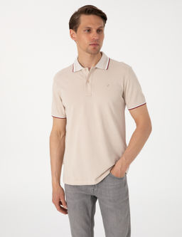 Bej Slim Fit Polo Yaka Ti__rt