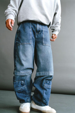 MULTI-CARGO WIDE-LEG JEANS