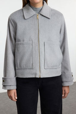 TRENDYOLMILLA Vizon Oversize Kal?p Kase Ince Ceket Mont TWOAW25MO00084  фото 3