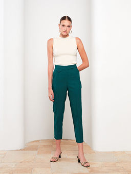 Kad?n Y?ksek Bel Standart Fit D?z Pantolon