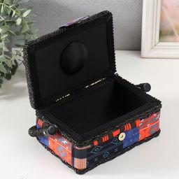 Шкатулка для рукоделия и шитья Пэчворк. Узоры, хранение ниток, иголок, мелочи, 18?12?9.5 см