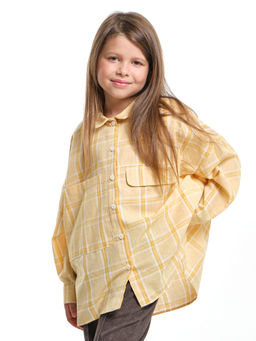 Рубашка для девочки оверсайз в клетку UD 7983 желтая клетка - Mini maxi фото 6