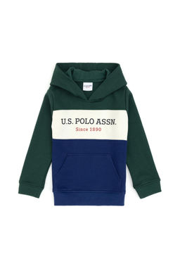 Erkek _ocuk Koyu Ye_il Basic Kap__onlu Sweatshirt - U.s. polo assn фото 2