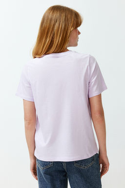 TRENDYOLMILLA Lila Bisiklet Yaka Nervurlu Regular Orme T-Shirt TWOSS24TS00050  фото 6