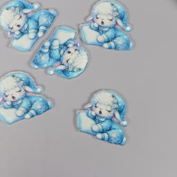 Цена за 5 шт. Декор для творчества акрил «Барашек в пижамке засыпает», 2.9×3.4×0.3 см