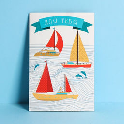 Цена за 10 шт. Открытка средняя Для тебя, корабли, 12 18 см