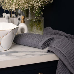 Полотенце вафельное 70х140, 100% хлопок, Серый - Традиция фото 5