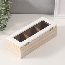 Шкатулка для чая 3 деления «Домики и деревья», дерево, 9×23.4×7.2 см