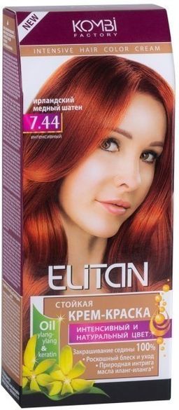 Стойкая крем-краска д/в "ЭЛИТАН" №7.44 ирландский медный шатен. 30.
