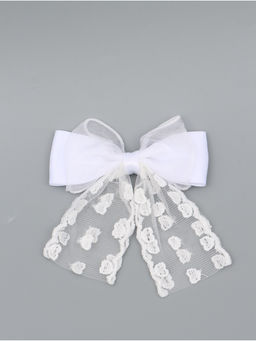 Бант для волос на заколке с лентами «Сердечки», белый, Принцессы
