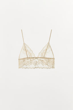 SUJETADOR TRIANGULAR MESH ENCAJE / Crudo - Zara фото 5
