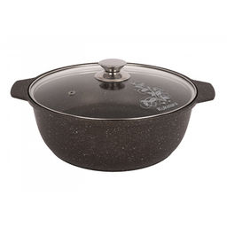 ЛА_АП_MARBLE (кофейный) Кастрюля-жаровня 4л со стекл. крыш.,арт. жмк42а