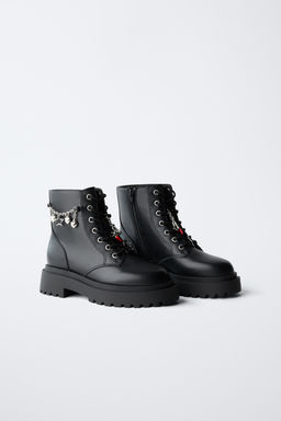 LACE-UP ANKLE BOOTS WITH CHARMS - Zara фото 13