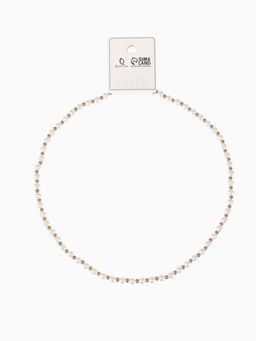 Бусы Жемчуг дуэт бусин, шар №6, белые в золоте, 53 см