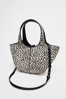 LEATHER ANIMAL PRINT MINI SHOPPER BAG - Zara фото 3