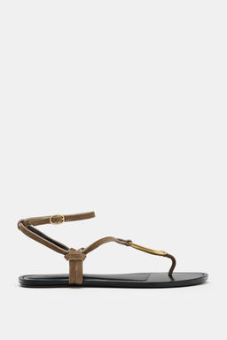 SANDALIA PIEL PIEZA MET?LICA / Beige - Zara фото 3