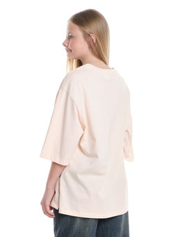 Футболка с принтом для девочки 22-7455 персик/черный