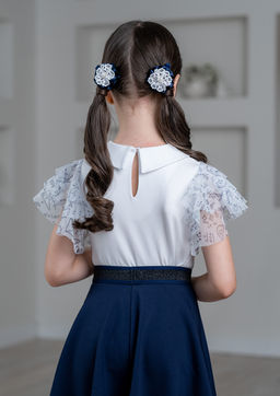 Сандра, блузка трикотажная бел.синий/122-60-54 - Alolika фото 4