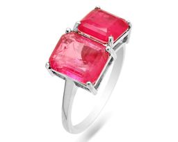 Кольцо из серебра турмалин малиновый выращ., Саквер