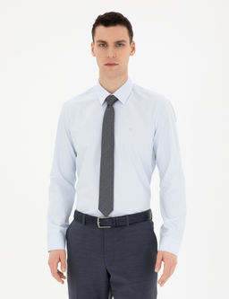A__k Mavi Slim Fit Uzun Kollu Basic G_mlek